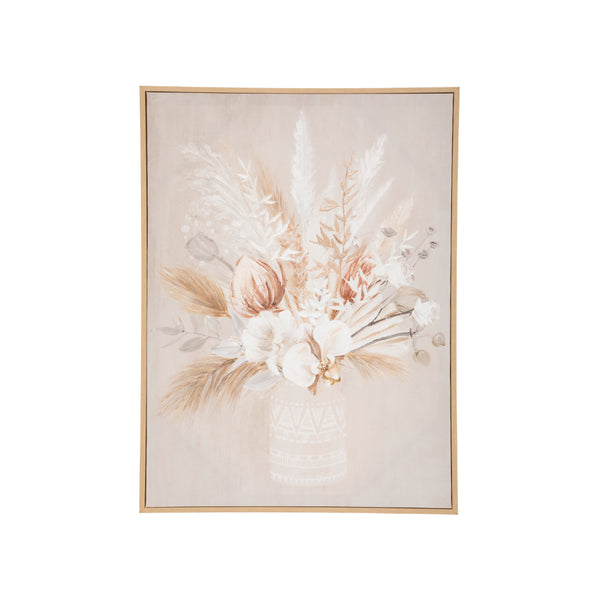 Atmosphera Beige Floral Vase Framed Canvas Wall Art | 50 x 70cm