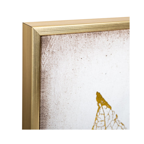 Atmosphera Three Feathers Framed Canvas Wall Art | 58 x 58cm, Gold