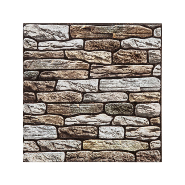 Stick'N Look Taupe Stacked Stone-Effect Wall Tile Stickers | Pack of 2