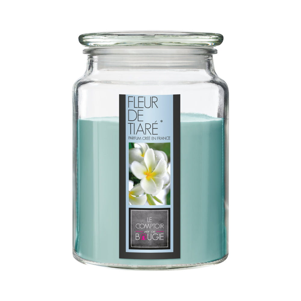 Atmosphera Tiaré Flower Scented Candle Jar with Lid | 510g, Teal