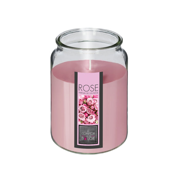 Atmosphera Pink Rose Scented Tall Glass Candle Jar with Lid | 510g