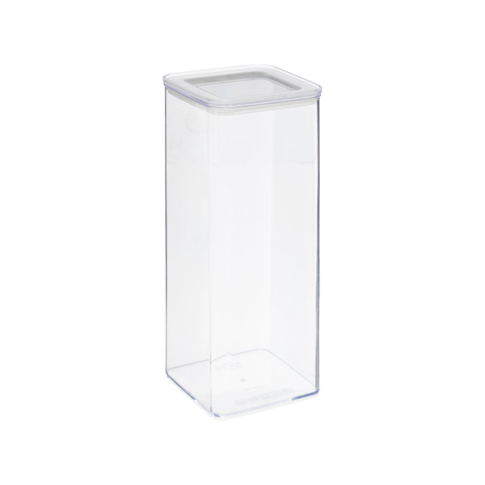 5FIVE Clear Square Storage Canister | 2L, Stackable Tight-Fit Lid