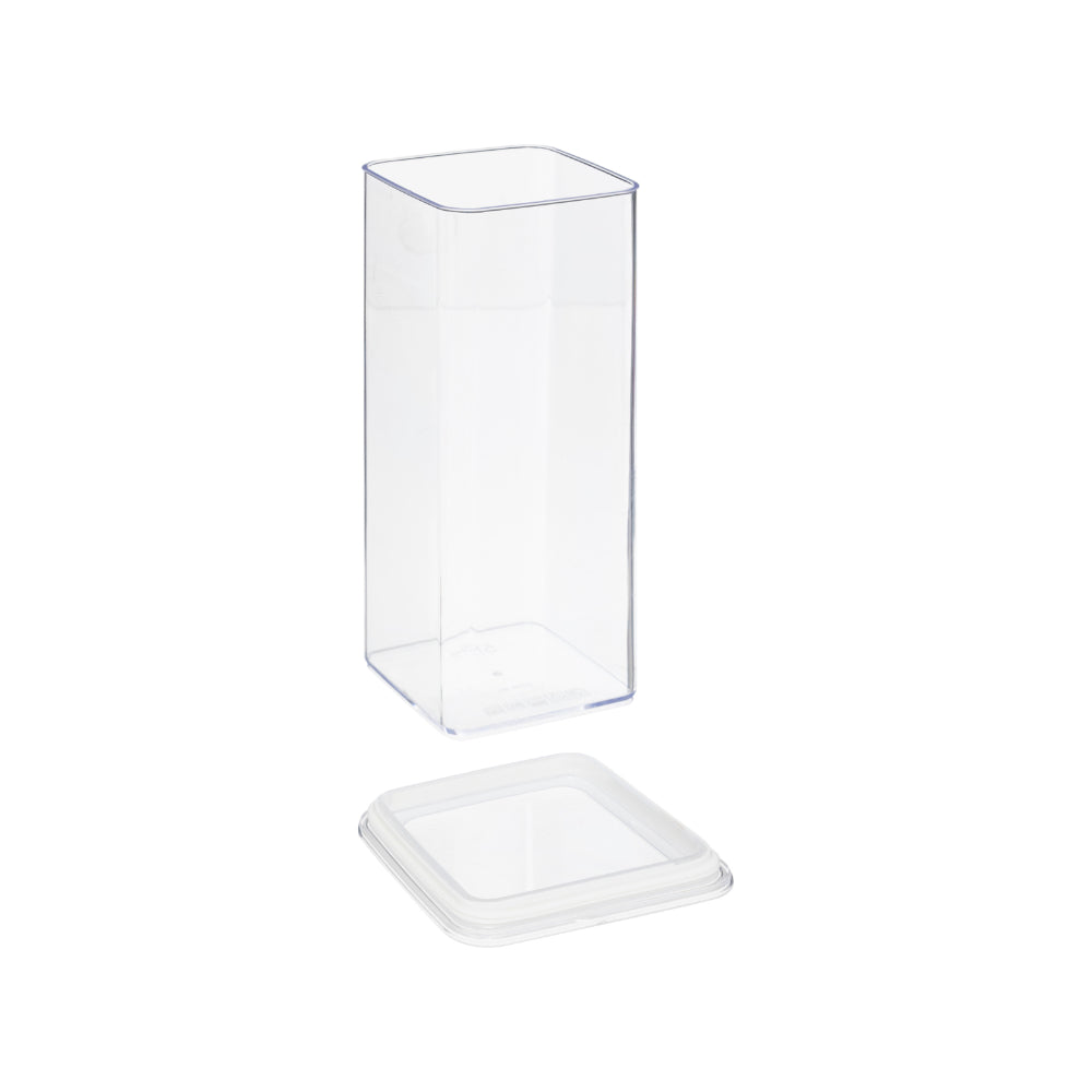 5FIVE Clear Square Storage Canister | 2L, Stackable Tight-Fit Lid