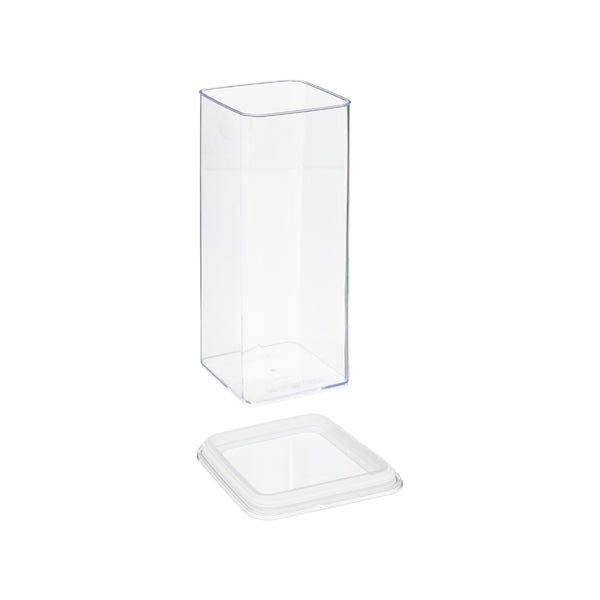 5FIVE Clear Square Storage Canister | 2L, Stackable Tight-Fit Lid