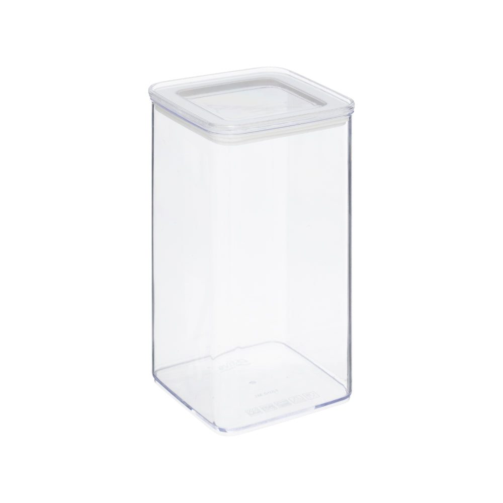 5FIVE Clear Square Storage Box with Lid | 1.5L, Tall, Stackable