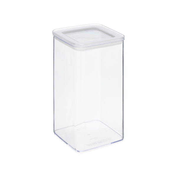 5FIVE Clear Square Storage Box with Lid | 1.5L, Tall, Stackable