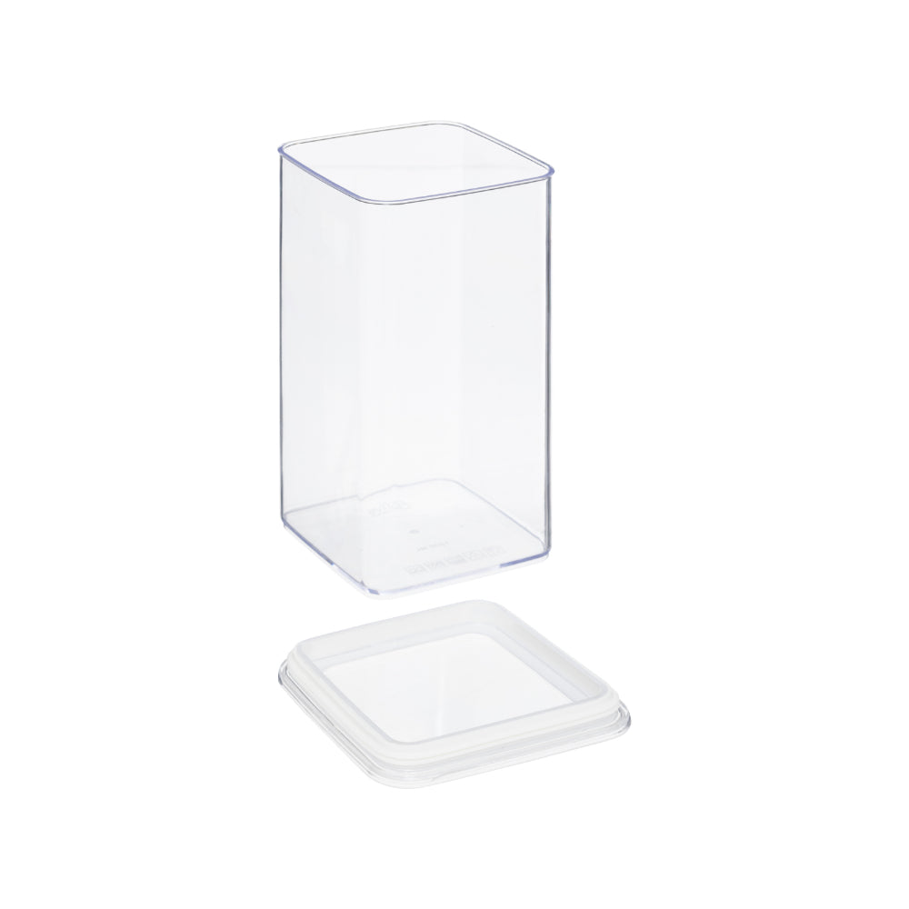 5FIVE Clear Square Storage Box with Lid | 1.5L, Tall, Stackable