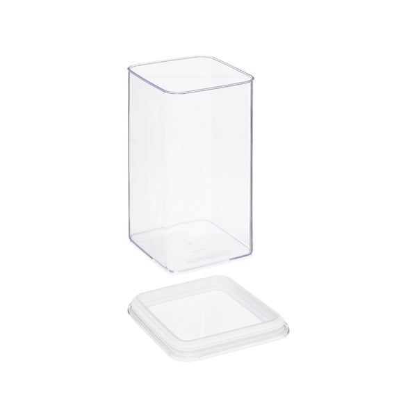 5FIVE Clear Square Storage Box with Lid | 1.5L, Tall, Stackable