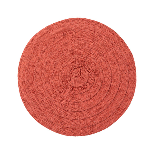 Secret de Gourmet Olivia Round Woven Placemat | 38cm, Terracotta Red