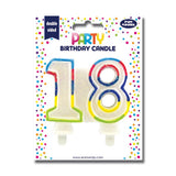 18th Birthday Number Candle Cake Topper | Multicoloured Glitter Effect