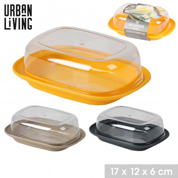 Urban Living Compact Plastic Butter Dish | 17 x 12 x 6cm