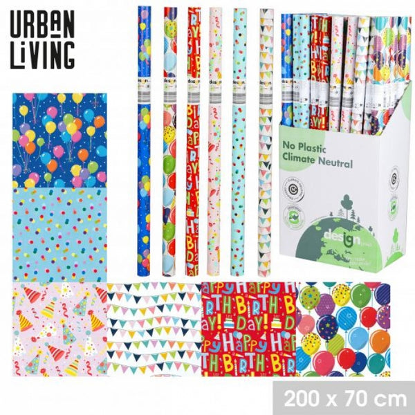 Urban Living Eco-Conscious Birthday Gift Wrap | 100% Plastic-Free, 2m