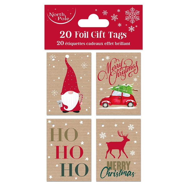 North Pole Foil Gift Tags Kraft  | Pack of 20