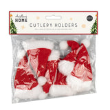 Christmas Santa Hat Cutlery Holders | Pack of 6, Assorted Designs and Colours