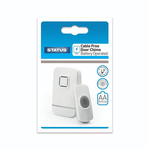 Status Cable Free Door Chime | Battery-Operated, Durable Plastic Construction