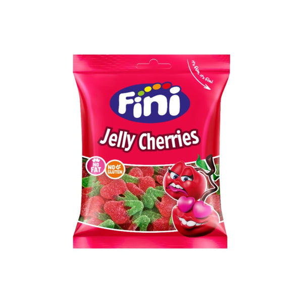 Fini Cherries Jelly Sweets | Sour Sugar-Dusted, Fat Free and Gluten Free, 90g
