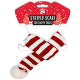 Christmas Pet Striped Scarf with Pom-Pom Ends | Assorted Colours