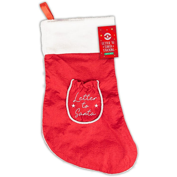 Christmas Letter to Santa Stocking | Embroidered Drawstring Letter Pocket