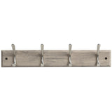 Anika Wall Mounted Coat Rack Silver | Four Hooks, Wood-Look Board, Space-Saving
