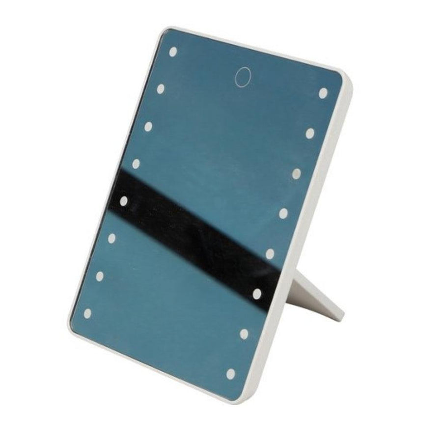 Modern LED Mirror with Touch Sensor and Adjustable Stand | White Frame