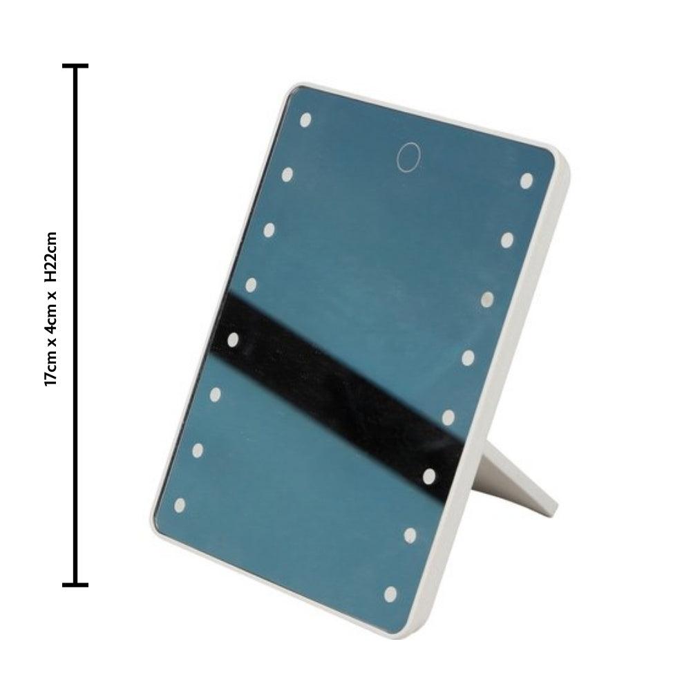 Modern LED Mirror with Touch Sensor and Adjustable Stand | White Frame