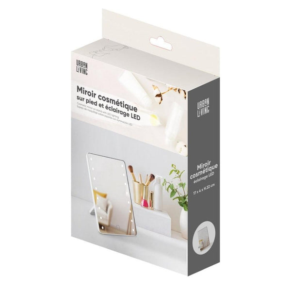 Modern LED Mirror with Touch Sensor and Adjustable Stand | White Frame