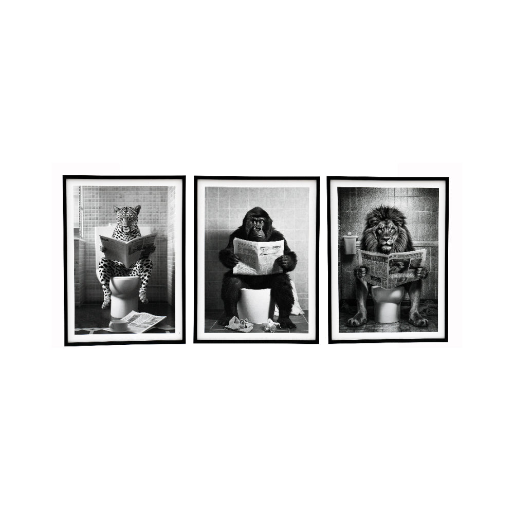 Animal Toilet Framed Canvas Print Wall Decor Artwork | 45 x 60cm