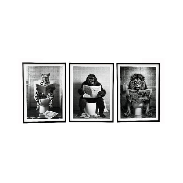 Animal Toilet Framed Canvas Print Wall Decor Artwork | 45 x 60cm
