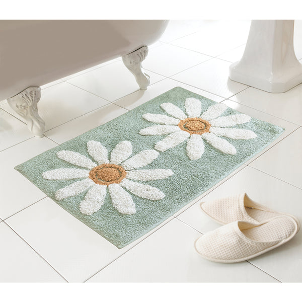 Country Club Fleur Daisy Soft Tufted Bath Mat | Teal, 50 x 80cm