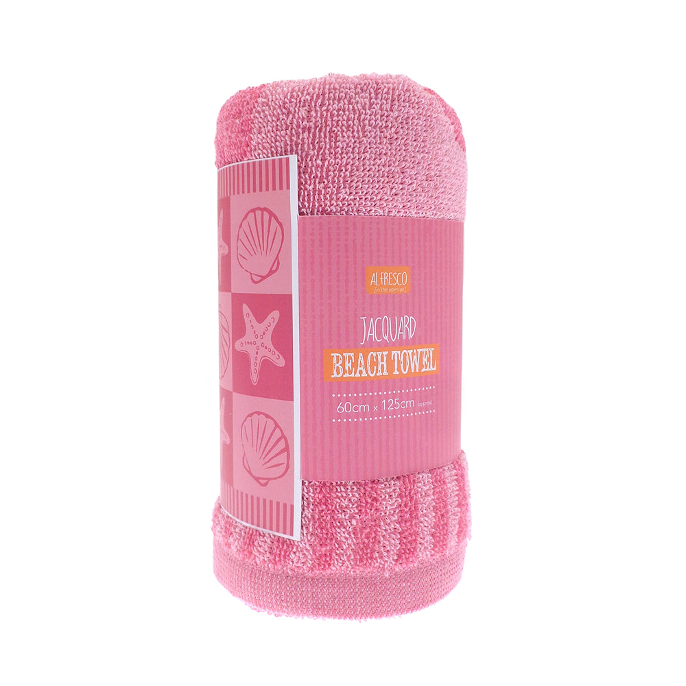 Country Club Jacquard Design Beach Towel | Pink, 60 x 125cm