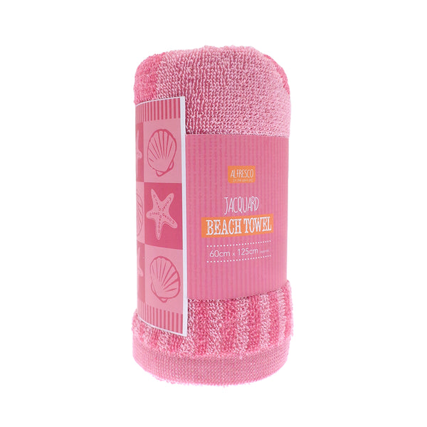 Country Club Jacquard Design Beach Towel | Pink, 60 x 125cm