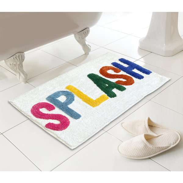 Country Club Splash Slogan Bath Mat | 50 x 80cm, Plush High Pile