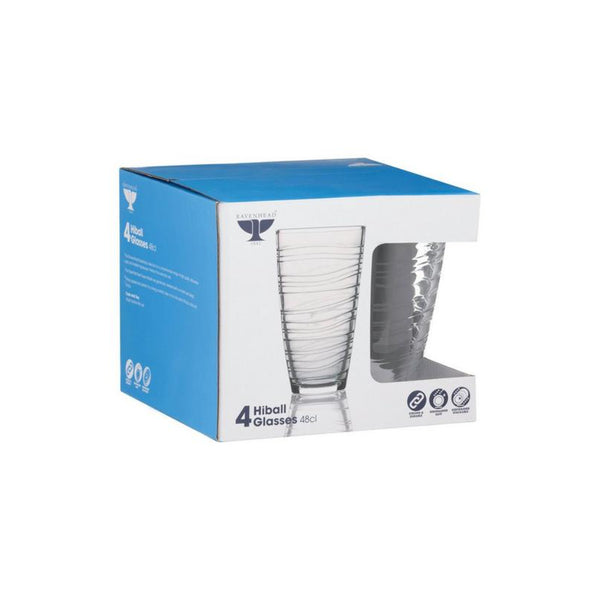 Ravenhead Essentials Swirl Highball Glass Tumblers | 48cl, Pack of 4