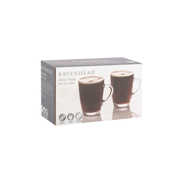 Ravenhead Entertain Tall Tapered Clear Glass Mugs | Set of 2, 28cl