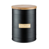 Typhoon Otto Black Coffee Storage Canister | Wooden Lid, Ribbed Design