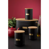 Typhoon Otto Black Coffee Storage Canister | Wooden Lid, Ribbed Design