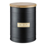 Typhoon Typ Otto Black Sugar Storage Canister | Durable Metal with Airtight Wooden Lid