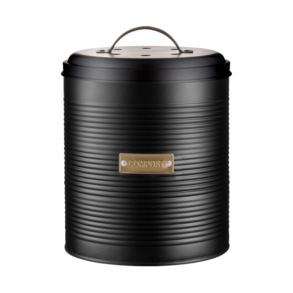 Typhoon Otto Matte Black Kitchen Compost Bin | Ventilated Lid, Carry Handle