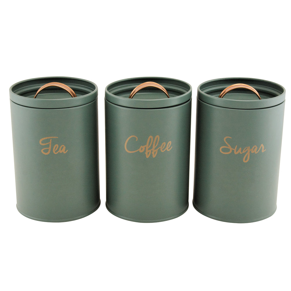 Apollo Ivy Tea, Coffee and Sugar Canister Set | Pack of Three, Green