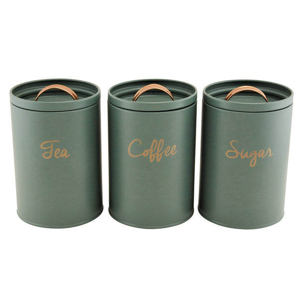 Apollo Ivy Tea, Coffee and Sugar Canister Set | Pack of Three, Green