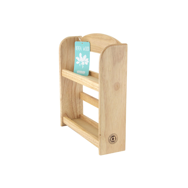 Apollo Natural Wood Wall-Mount Spice Rack | Three-Tier, Safety Rails
