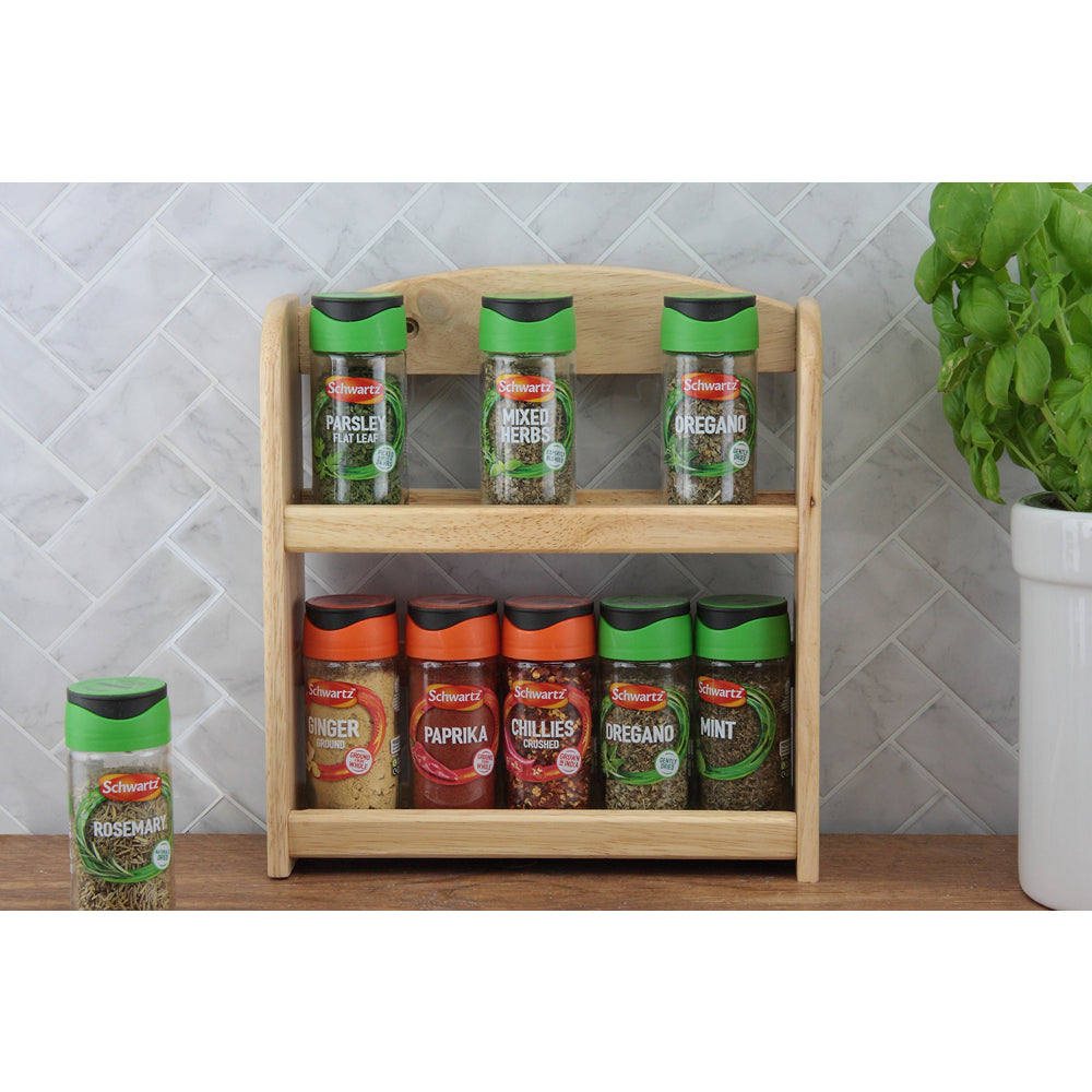 Apollo Natural Wood Wall-Mount Spice Rack | Three-Tier, Safety Rails