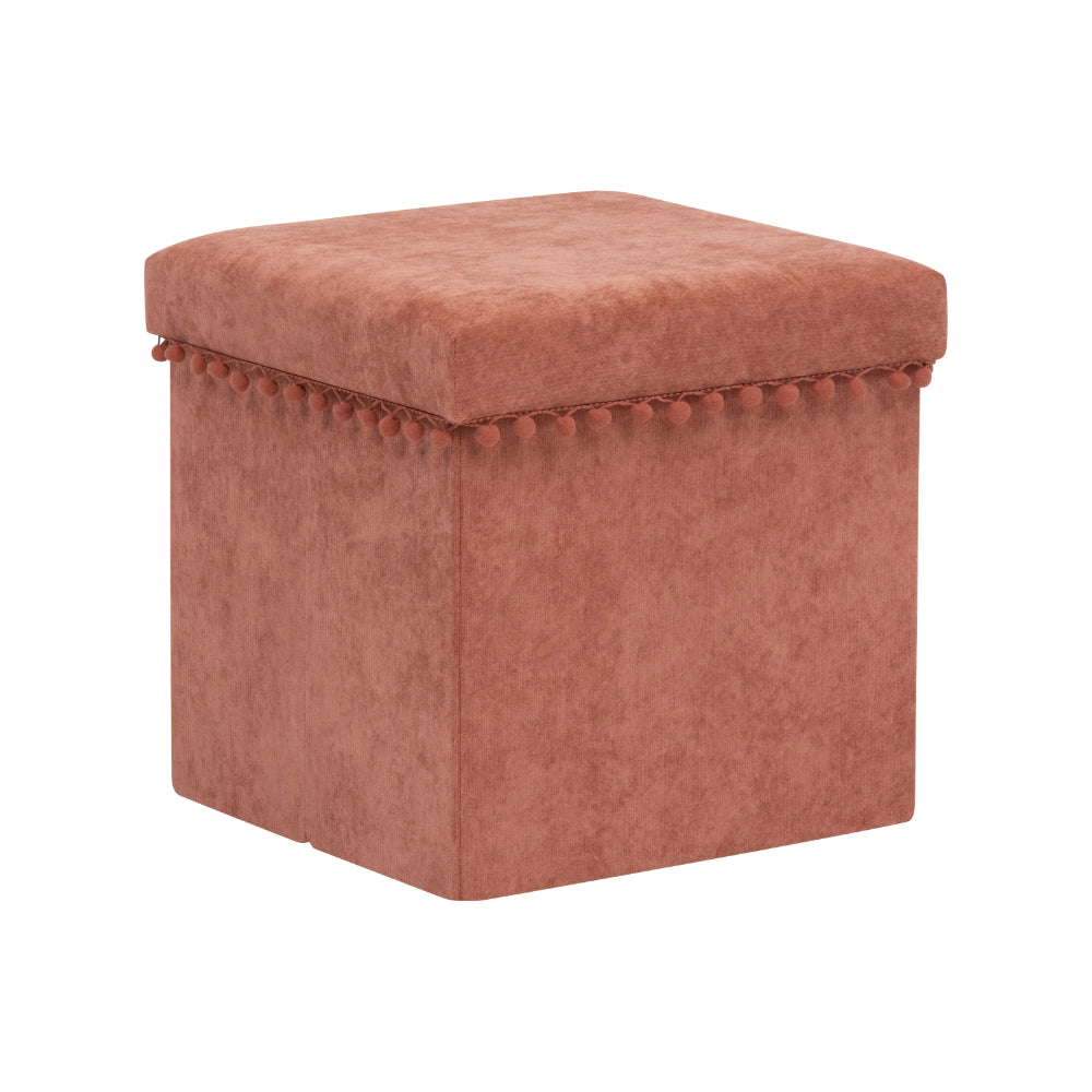 Atmosphera Foldable Storage Pouf | Terracotta, Hidden Compartment