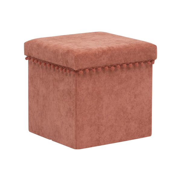 Atmosphera Foldable Storage Pouf | Terracotta, Hidden Compartment