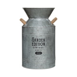 Atmosphera Vintage Metal Milk Can Vase | 37cm, Galvanised Grey