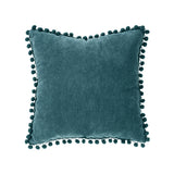 Atmosphera Teal Tassel Pom-Pom Trim Cushion | Soft-Touch, 40 x 40cm