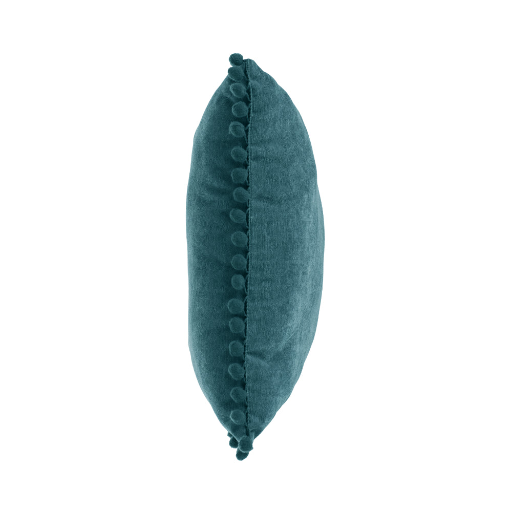 Atmosphera Teal Tassel Pom-Pom Trim Cushion | Soft-Touch, 40 x 40cm