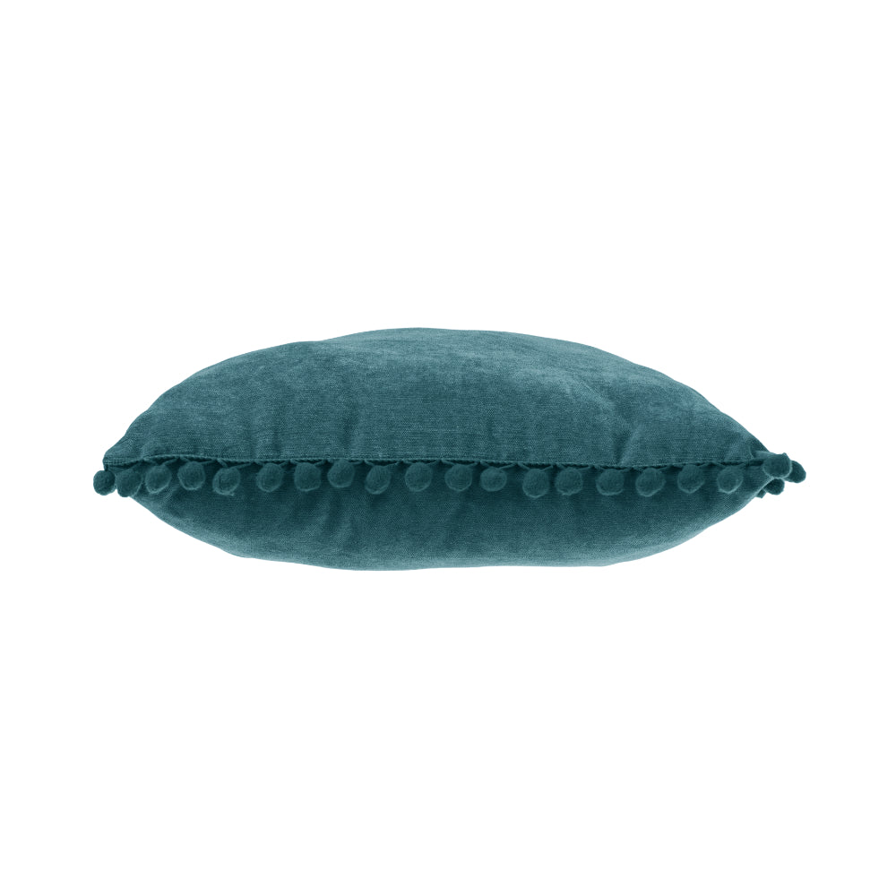 Atmosphera Teal Tassel Pom-Pom Trim Cushion | Soft-Touch, 40 x 40cm