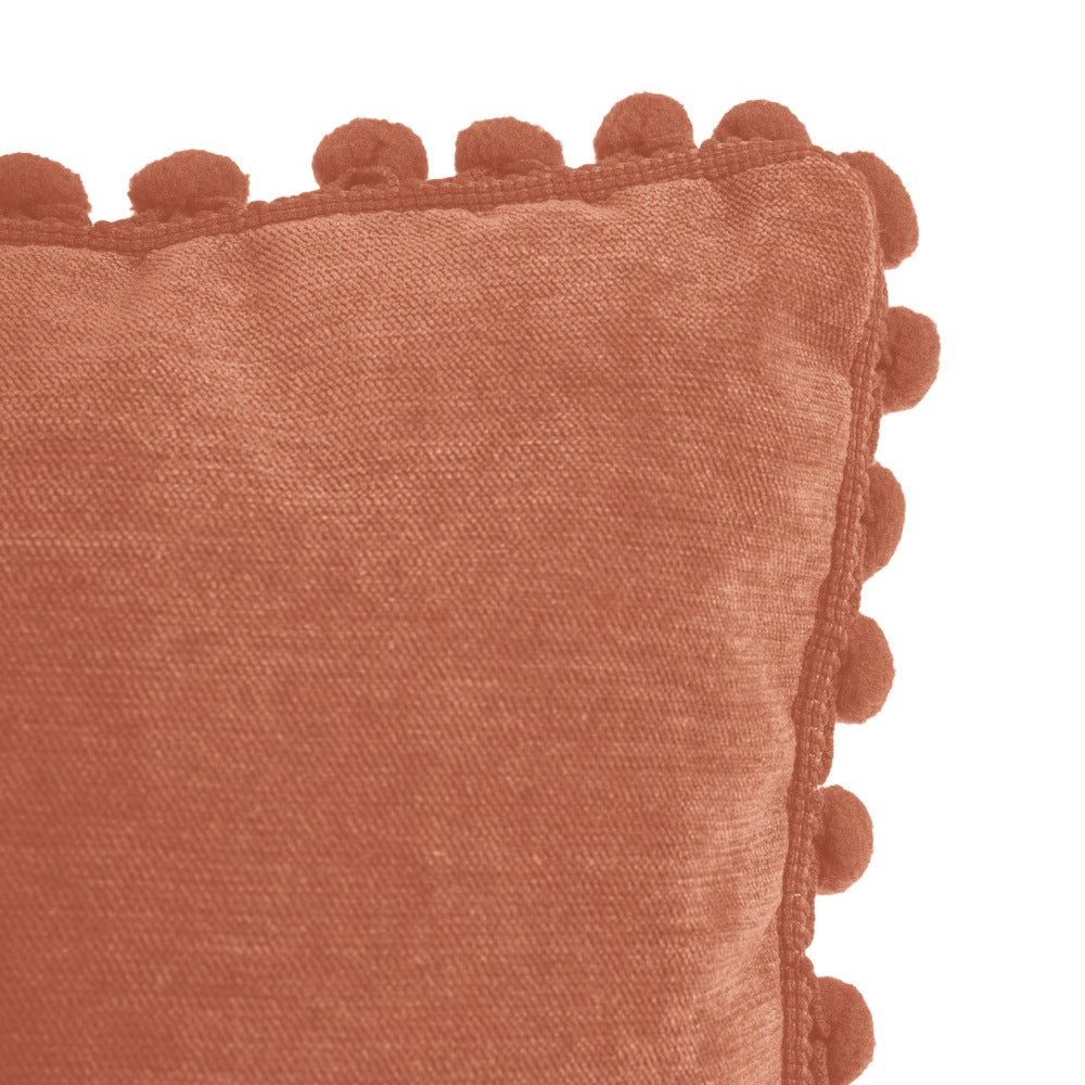 Atmosphera Terracotta Pom-Pom Tassel Fringe Cushion | 40 x 40cm