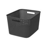5FIVE Grey Crochet-Effect Storage Basket | 19L, Rectangular, Handles